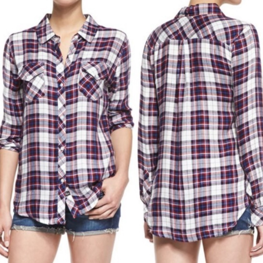 Rails Carmen Plaid Button Down in White/Navy/Red Small